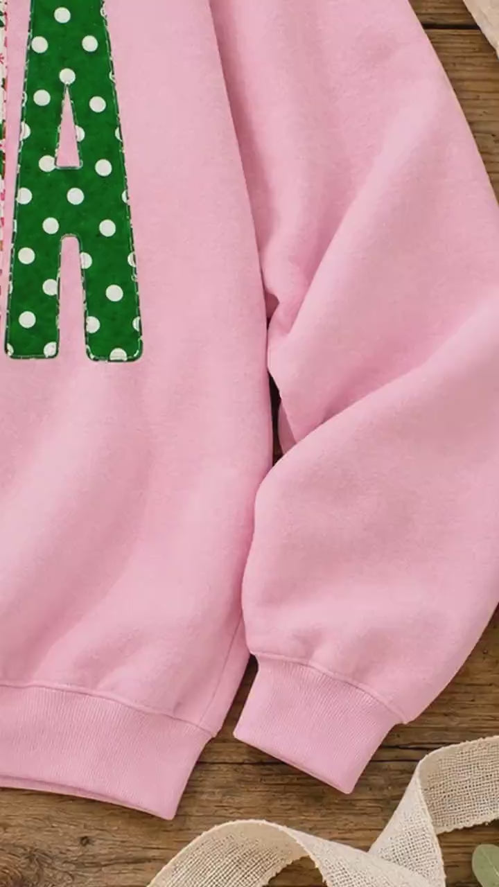 Personalized Christmas Mom Sweatshirt, Custom Choose Your Family Title, Mama Grandma Gigi Aunt Holiday Coquette Gift