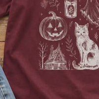Vintage Halloween Spooky Tattoo Flash T-Shirt Halloween Fall Women Goth Witchy Retro