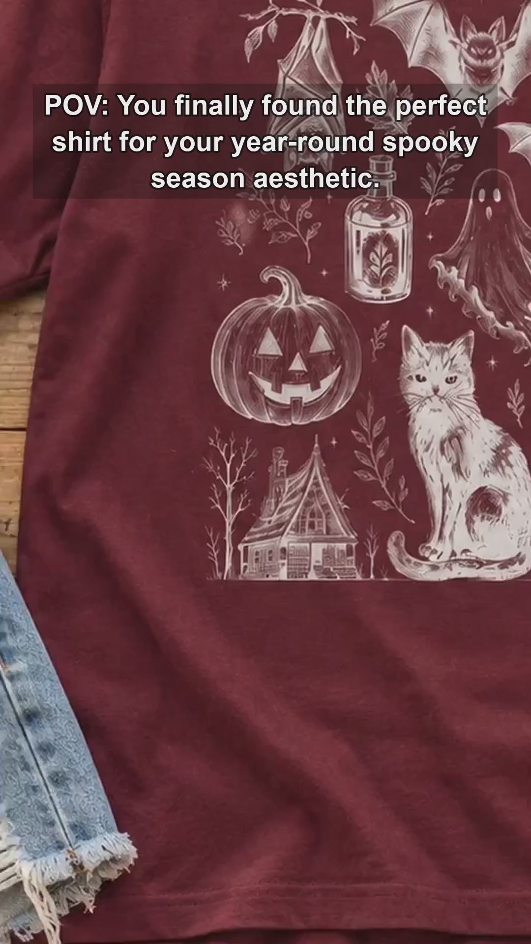 Vintage Halloween Spooky Tattoo Flash T-Shirt Halloween Fall Women Goth Witchy Retro