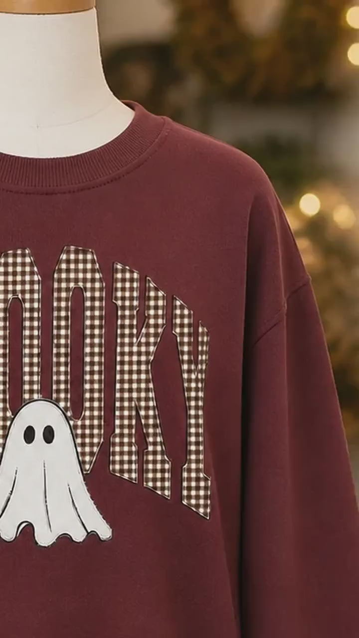 Halloween Spooky Ghost Gingham T-Shirt & Sweatshirt Cute Retro Fall Outfit