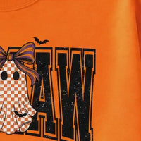 Custom Halloween Sweatshirt, Personalized Cute Ghost Bow Fall, Choose Any Grandma Mimi Gigi Title, Spooky Season Gift