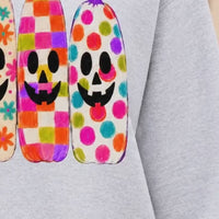 Colorful Halloween Pumpkin Sweatshirt and T-Shirt, Retro Jack O Lantern Graphic Tee, Funky Floral Checkered Pumpkin Shirt, Cute Spooky Season Fall Gift for Women
