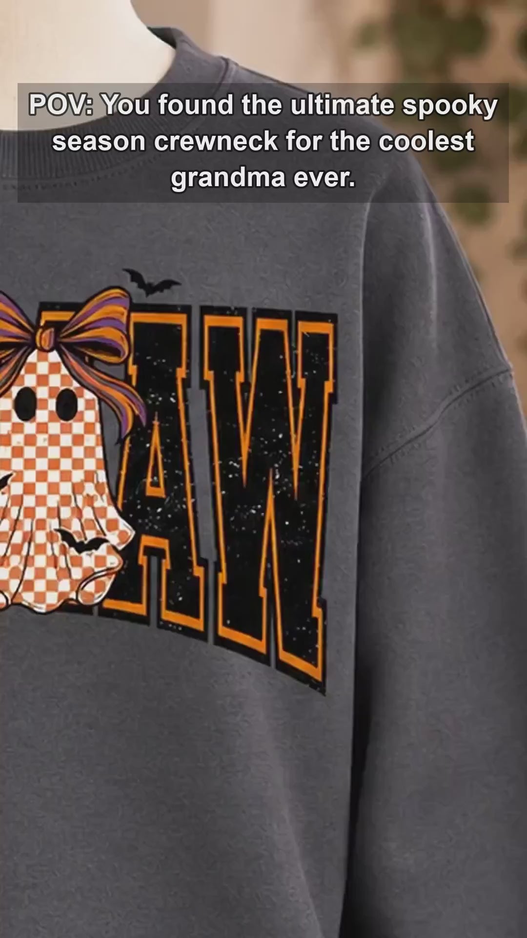 Personalized Halloween Grandma Sweatshirt, Custom Choose Your Nickname Ghost Graphic Spooky Season, Cute Fall Mimi Gigi Gift
