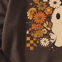 Floral Ghost Sweatshirt Daisy Spooky Fall Halloween Women Retro Boho