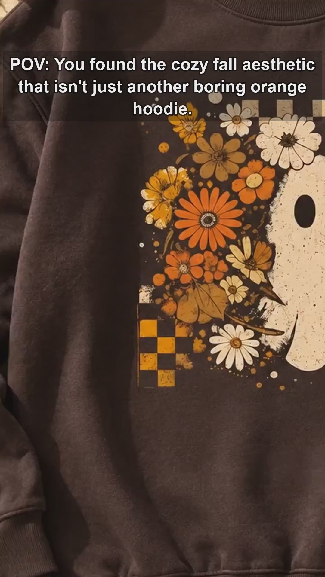 Floral Ghost Sweatshirt Daisy Spooky Fall Halloween Women Retro Boho