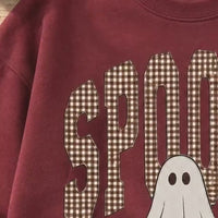Spooky Ghost Sweatshirt Spooky Gingham Ghost Halloween Women Cute Retro