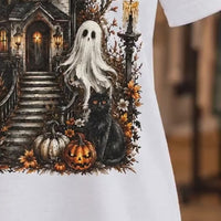 Vintage Haunted Mansion Graphic Pullover Top Halloween Gothic Spooky Season Sweatshirt