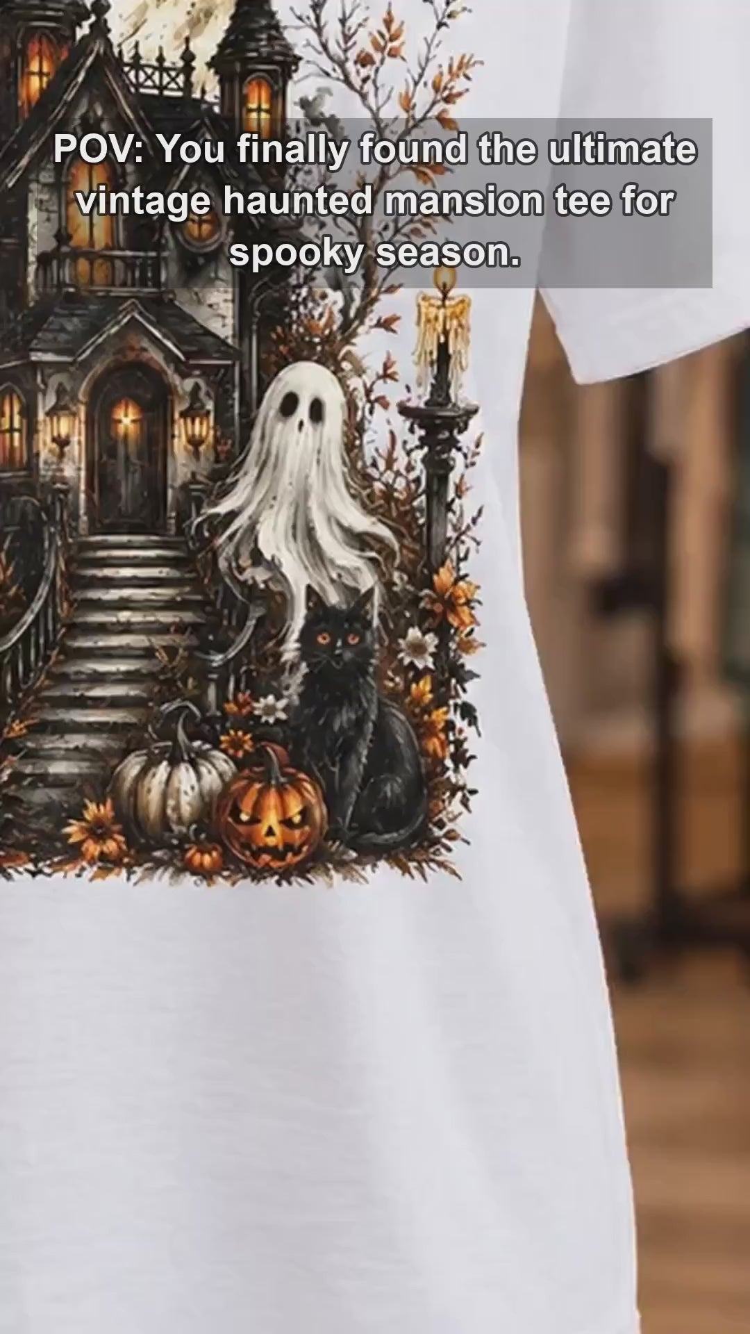 Vintage Haunted Mansion Graphic Pullover Top Halloween Gothic Spooky Season Sweatshirt