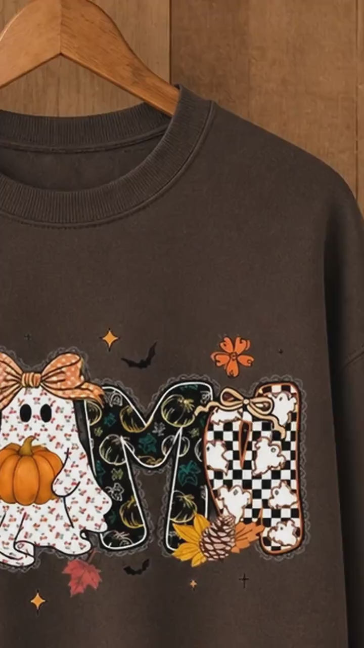 Mama Mimi Nana Gigi Honey Halloween Sweatshirt Cute Ghost Pumpkin Fall Grandma Crewneck