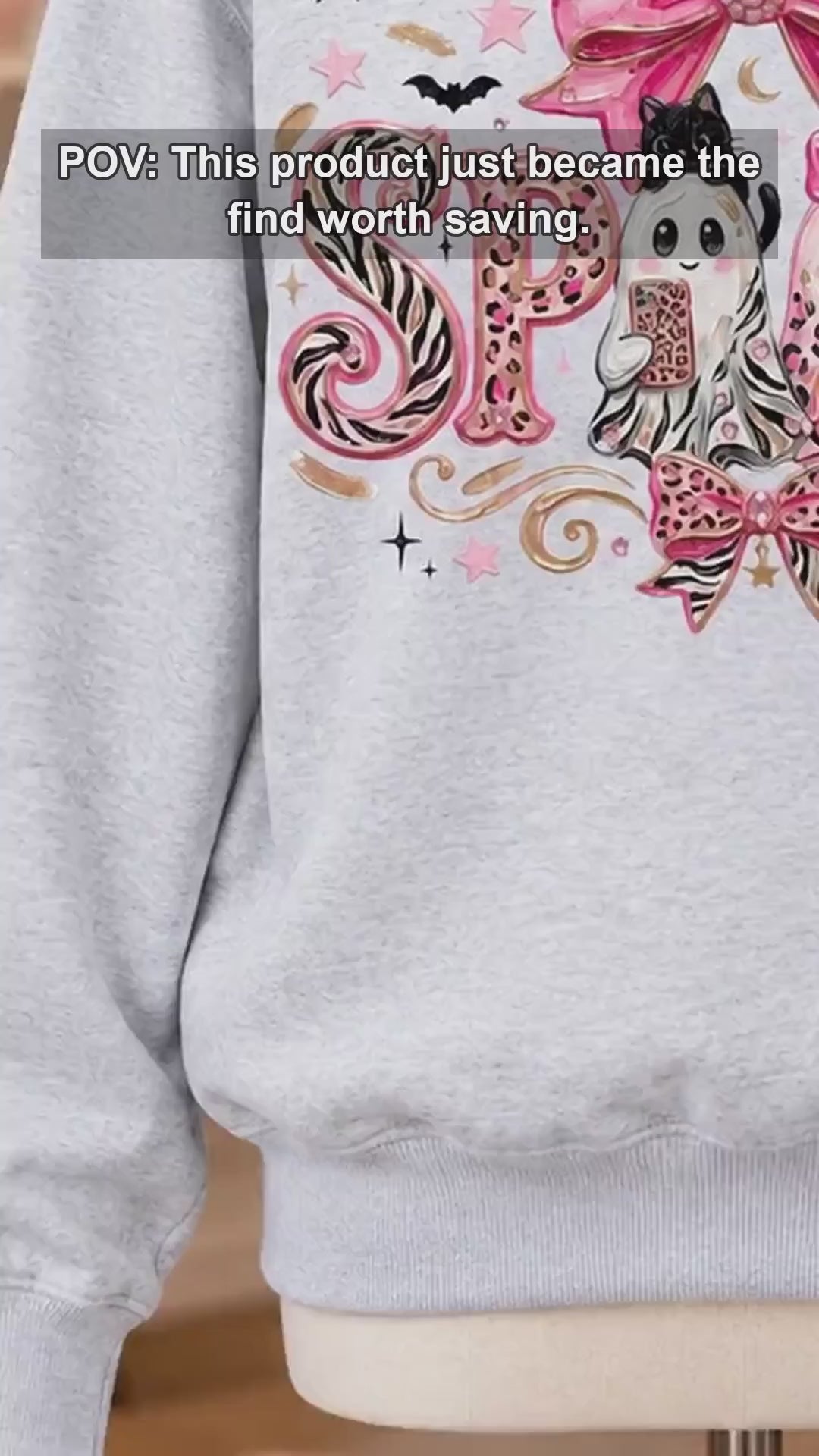 Pink Coquette Halloween Sweatshirt, Girly Fall Gift