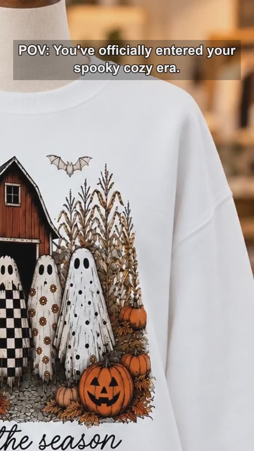 Cute Ghost Pumpkin Patch Graphic Sweatshirt & T-Shirt Retro Fall Farm Halloween Outfit