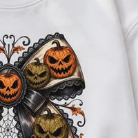 Gothic Halloween Bow Jack O Lantern Sweatshirt and T-Shirt Spooky Fall Women Vintage Coquette