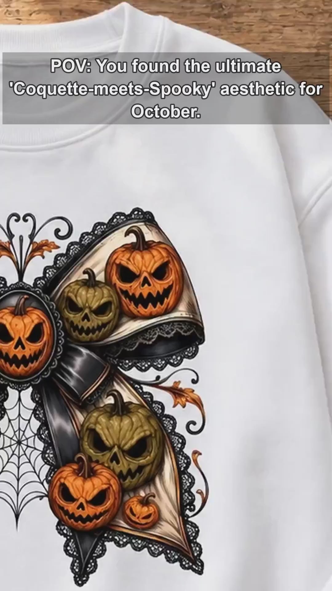 Gothic Halloween Bow Jack O Lantern Sweatshirt and T-Shirt Spooky Fall Women Vintage Coquette