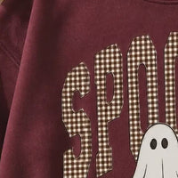 Spooky Ghost Sweatshirt Spooky Gingham Ghost Halloween Women Cute Retro