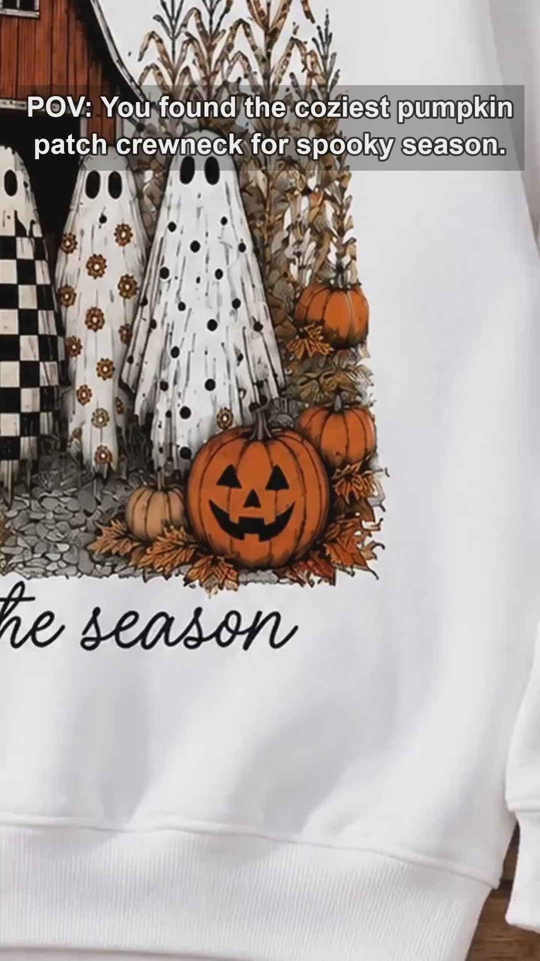Cute Ghost Pumpkin Patch Graphic Sweatshirt & T-Shirt Retro Fall Farm Halloween Outfit