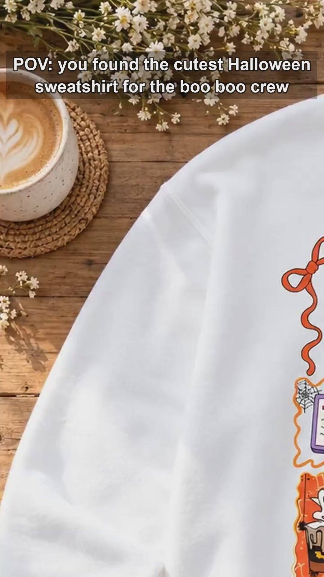 Boo Boo Crew Nurse Boo Boo Crew Sweatshirt and T-Shirt Halloween Nurse Women Cute Doodle Design