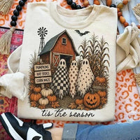 Pumpkin Patch Ghost Tis The Season Sweatshirt and T-Shirt Fall Farmhouse Women Unisex Vintage Country