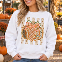 Pumpkin Patch Sweatshirt, Patchwork Pumpkin Bow Shirt