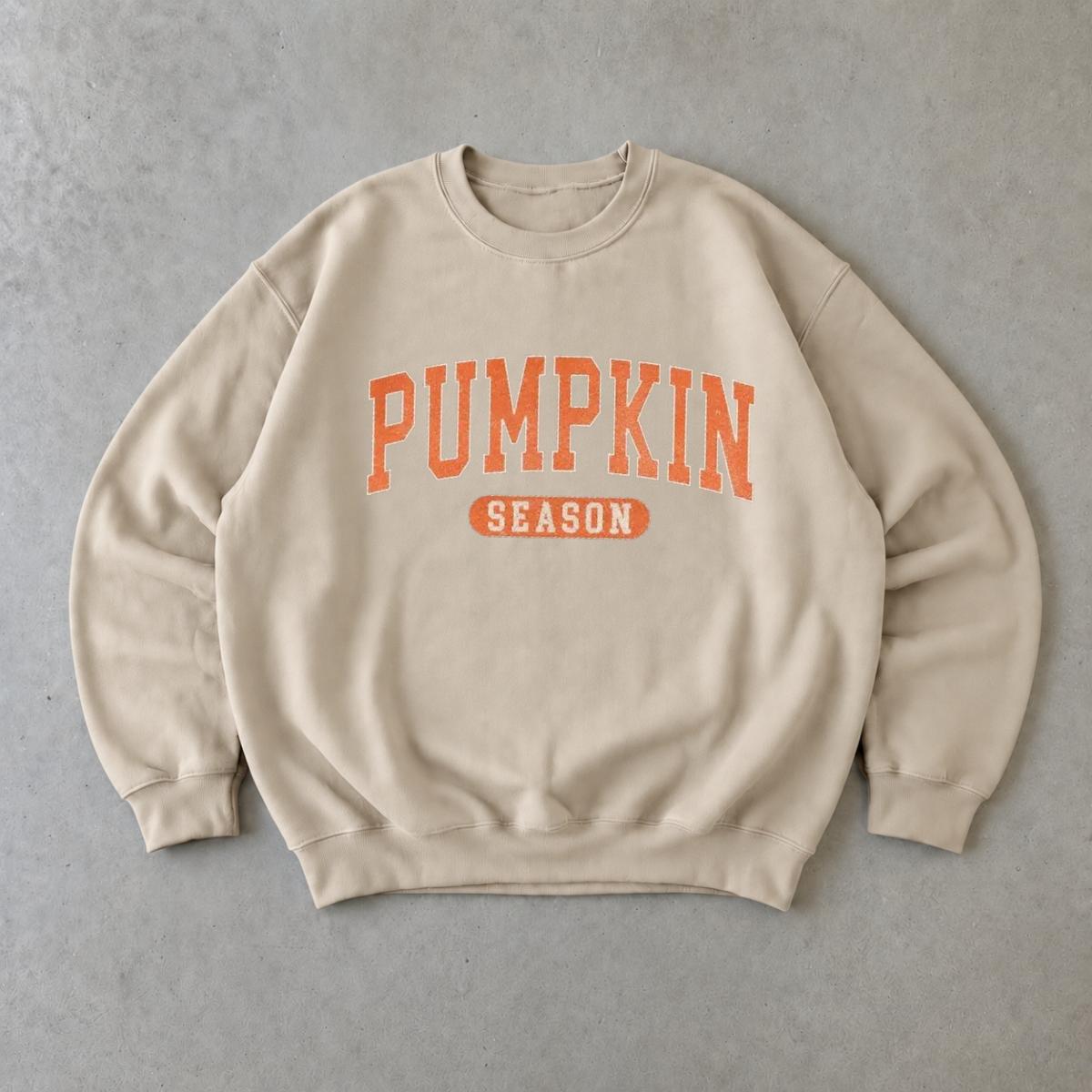 Pumpkin Season Sweatshirt Fall Autumn Women Vintage Varsity Style