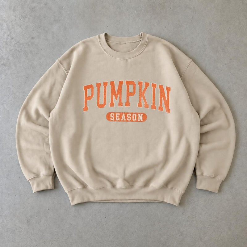 Pumpkin Season Sweatshirt Fall Autumn Women Vintage Varsity Style