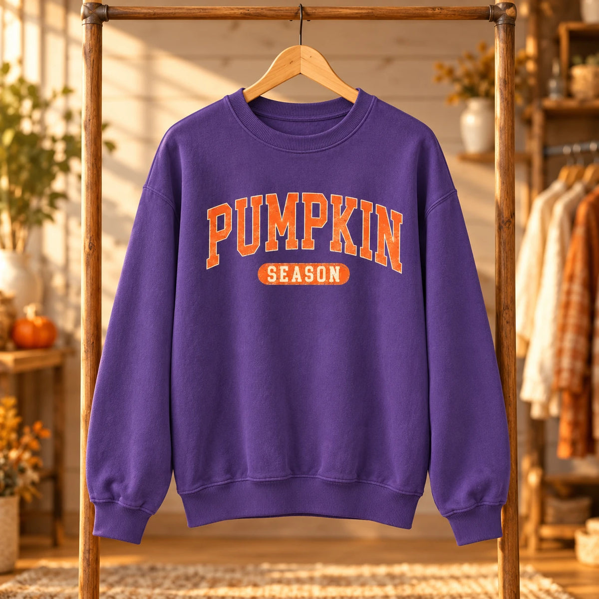 Pumpkin Season Sweatshirt Fall Autumn Women Vintage Varsity Style