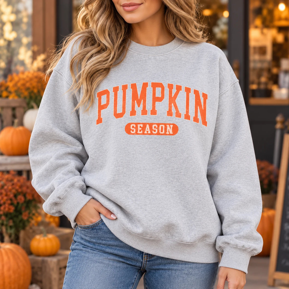 Pumpkin Season Sweatshirt Fall Autumn Women Vintage Varsity Style