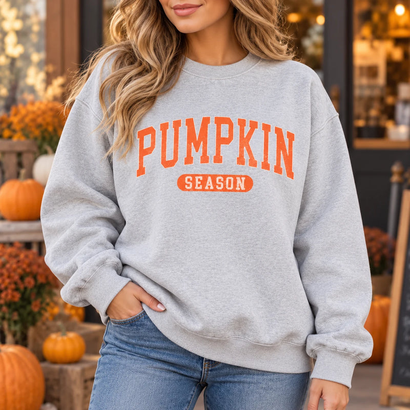 Pumpkin Season Sweatshirt Fall Autumn Women Vintage Varsity Style