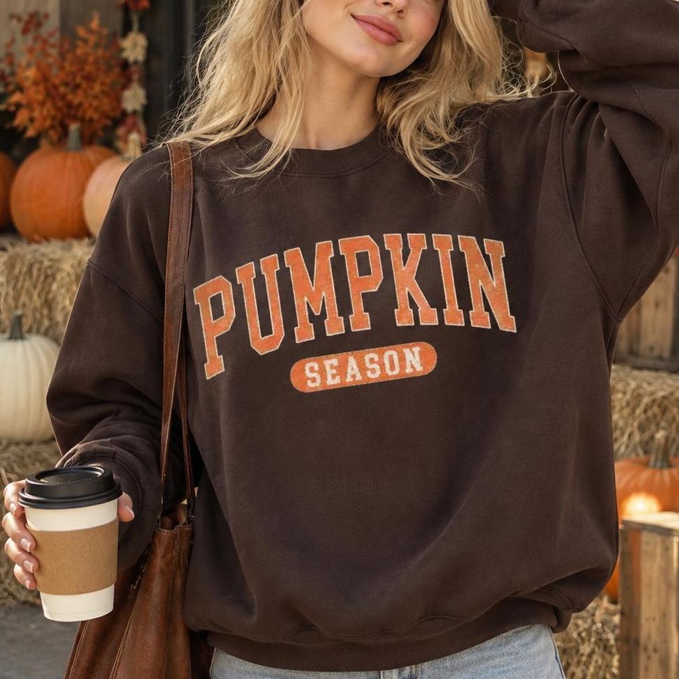 Pumpkin Season Sweatshirt, Fall Pumpkin Crewneck, Halloween Autumn Pullover, Cute Pumpkin Graphic Shirt, Thanksgiving Outfit, Vintage Style Sweatshirt, Cozy Fall Gift For Her, Trendy Seasonal Top