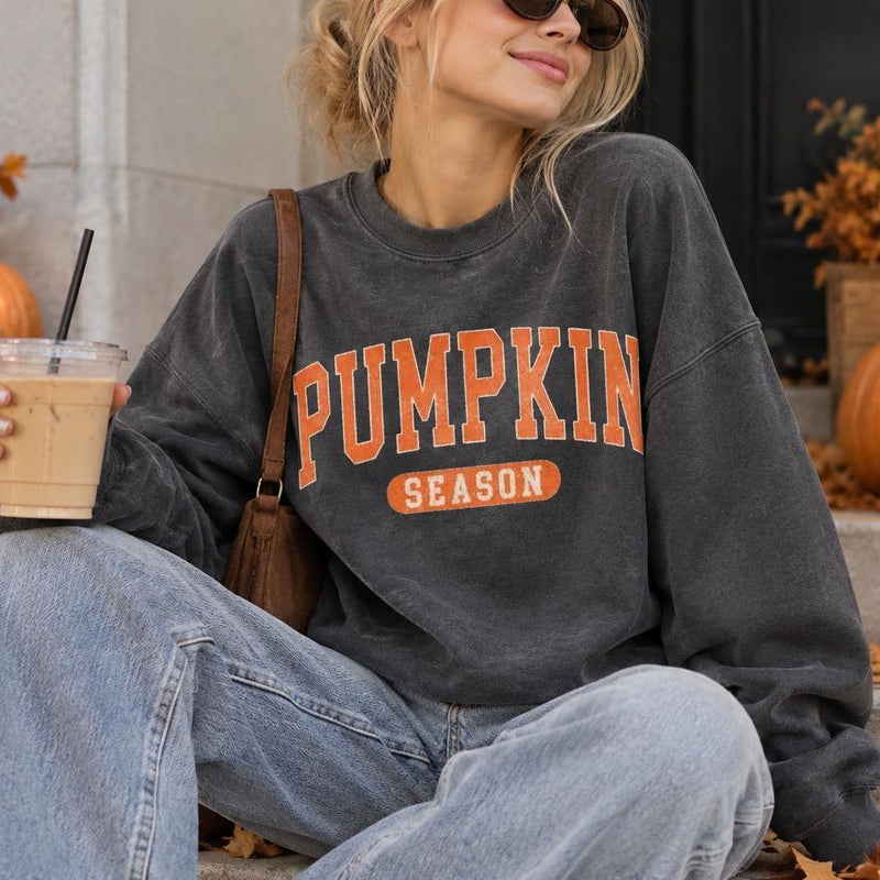 Pumpkin Season Sweatshirt, Fall Pumpkin Crewneck, Halloween Autumn Pullover, Cute Pumpkin Graphic Shirt, Thanksgiving Outfit, Vintage Style Sweatshirt, Cozy Fall Gift For Her, Trendy Seasonal Top