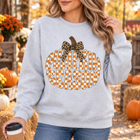 Pumpkin Season Sweatshirt Leopard Bow Fall Graphic Pullover Cute Autumn Thanksgiving Crewneck for Women