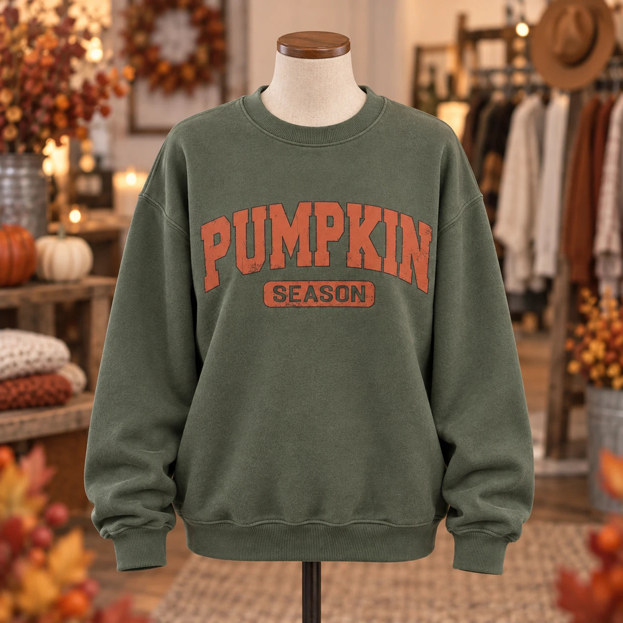 Pumpkin Season Sweatshirt, Vintage Varsity Fall Design