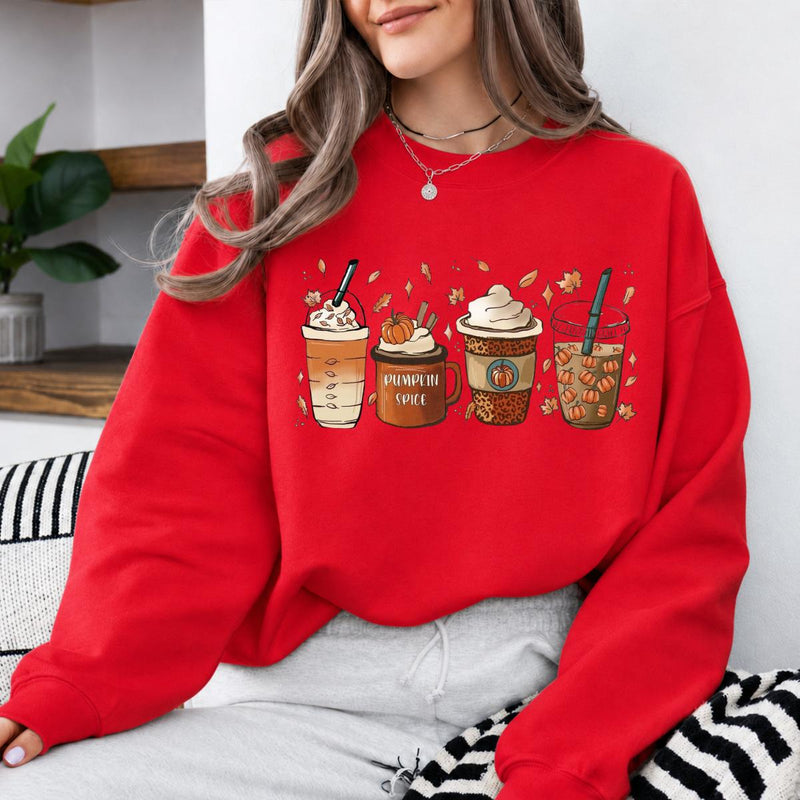 Pumpkin Spice Coffee Lover Pumpkin Spice Drinks Sweatshirt and T-Shirt Fall Coffee Lover Women Cute Hand Drawn