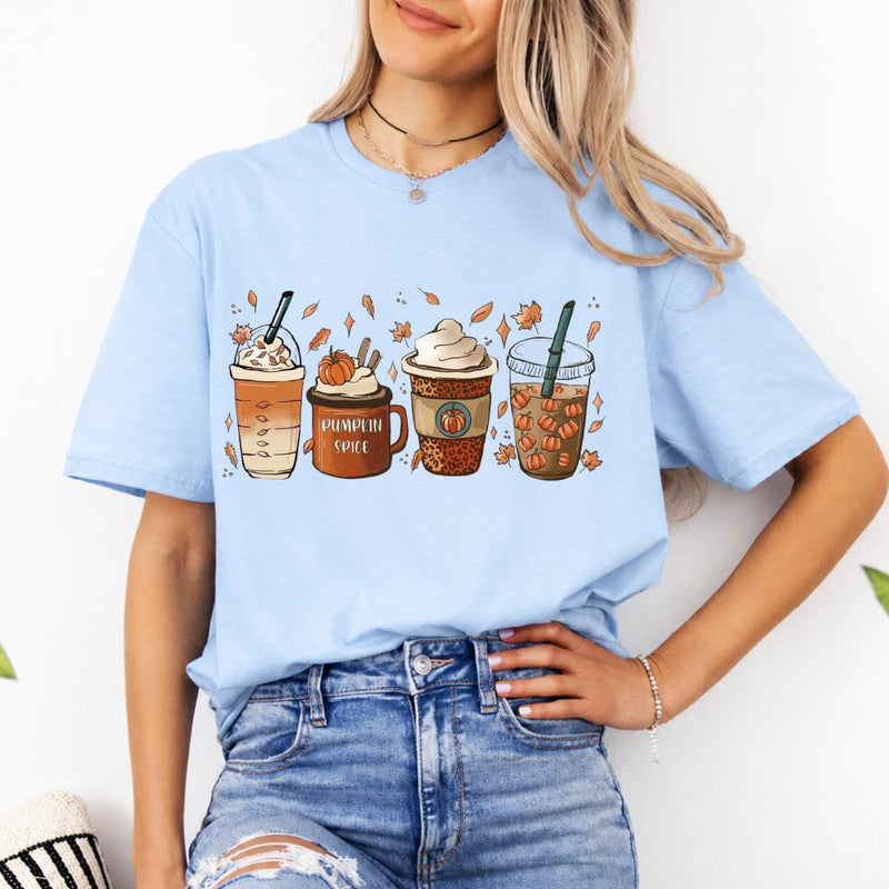 Pumpkin Spice Coffee Lover Pumpkin Spice Drinks Sweatshirt and T-Shirt Fall Coffee Lover Women Cute Hand Drawn