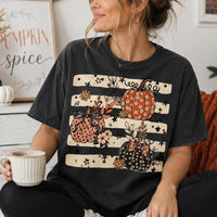 Pumpkin Spice Sweatshirt and T-Shirt, Floral Pumpkin Trio, Fall Thanksgiving Season, Women, Cute Retro Autumn Design