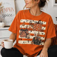 Pumpkin Spice Sweatshirt and T-Shirt, Floral Pumpkin Trio, Fall Thanksgiving Season, Women, Cute Retro Autumn Design