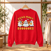 Read More Booooooks Shirt Cute Ghost Book Lover Graphic Sweatshirt Retro Halloween Fall Reading Apparel