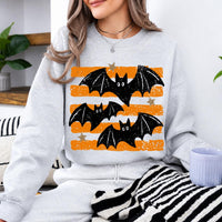 Retro Bat Halloween Flying Bats Sweatshirt and T-Shirt Spooky Season Unisex Vintage Distressed