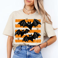 Retro Bat Halloween Flying Bats Sweatshirt and T-Shirt Spooky Season Unisex Vintage Distressed