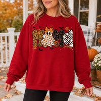Retro Halloween Mama Sweatshirt Cute Ghost Leopard Print Crewneck Cozy Fall Graphic Pullover
