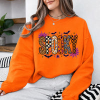 Retro Spooky Season Sweatshirt, Cute Leopard Plaid Pumpkin, Fall Halloween Graphic Gift for Women