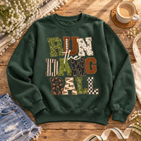 Run The Dang Ball Football Game Day Sweatshirt Vintage Patchwork Sports for Men Women