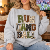 Run The Dang Ball Football Game Day Sweatshirt Vintage Patchwork Sports for Men Women
