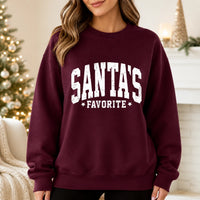 Santa's Favorite Christmas Sweatshirt for Women Distressed Varsity Quote