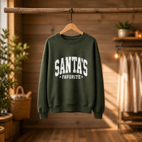 Santa's Favorite Christmas Sweatshirt for Women Distressed Varsity Quote