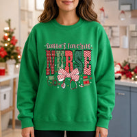Santa's Favorite Nurse Christmas Nurse Sweatshirt Cute Holiday Bow Design