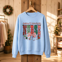 Santa's Favorite Nurse Christmas Nurse Sweatshirt Cute Holiday Bow Design