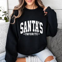 Santa's Favorite Sweatshirt Santa's Favorite Christmas Women Distressed Varsity Design