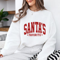 Santa's Favorite Sweatshirt Santa's Favorite Christmas Women Distressed Varsity Design