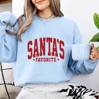 Santa's Favorite Sweatshirt Santa's Favorite Christmas Women Distressed Varsity Design