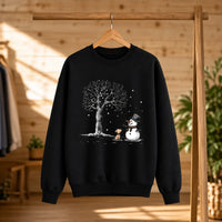 Snowman Dog Sweatshirt, Christmas Winter Dog Lover Gift, Cute Sketch Style for Women